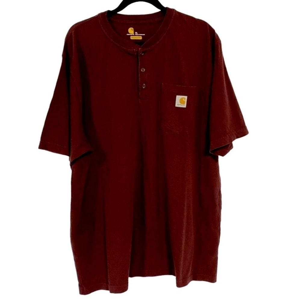 Carhartt Original Fit Henley Pocket T-Shirt Maroon Work Wear Men’s Size Large L
